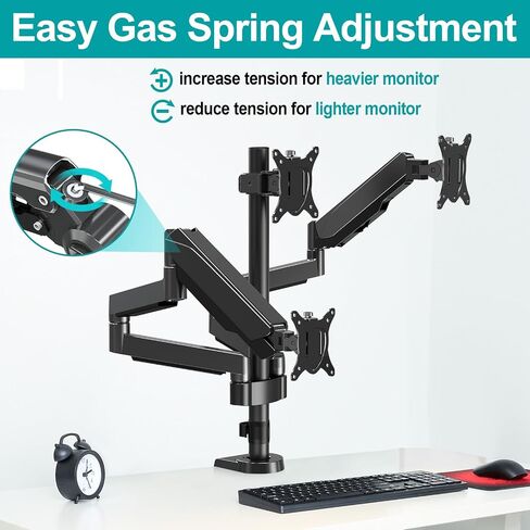 حامل مكتب ثلاثي للشاشة MOUNT PRO - ذراع شاشة زنبركية غازية مفصلية، قابل للإزالة بمشبك وقاعدة جروميت - يناسب شاشات الكمبيوتر LCD مقاس 13 إلى 27 بوصة، VESA 75x75، 100x100 in Saudi Arabia