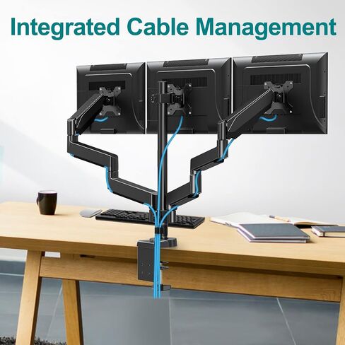 حامل مكتب ثلاثي للشاشة MOUNT PRO - ذراع شاشة زنبركية غازية مفصلية، قابل للإزالة بمشبك وقاعدة جروميت - يناسب شاشات الكمبيوتر LCD مقاس 13 إلى 27 بوصة، VESA 75x75، 100x100 in Saudi Arabia