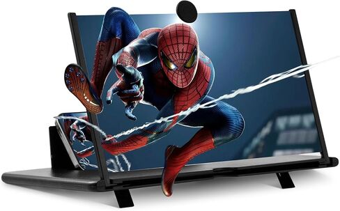 16" Screen Magnifier for Cell Phone - 3D Mobile Phone Screen Magnifier Foldable Projector Screen Enlarger with Phone Stand for Movie Video, Portable HD Screen Amplifier Compatible with All Smartphone in Saudi Arabia