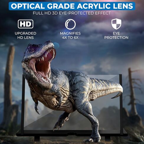 16" Screen Magnifier for Cell Phone - 3D Mobile Phone Screen Magnifier Foldable Projector Screen Enlarger with Phone Stand for Movie Video, Portable HD Screen Amplifier Compatible with All Smartphone in Saudi Arabia