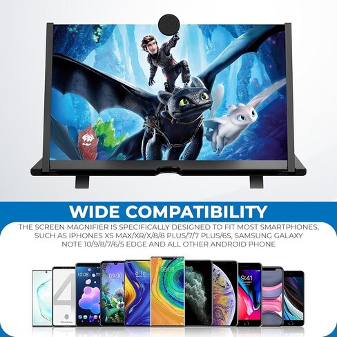 16" Screen Magnifier for Cell Phone - 3D Mobile Phone Screen Magnifier Foldable Projector Screen Enlarger with Phone Stand for Movie Video, Portable HD Screen Amplifier Compatible with All Smartphone in Saudi Arabia