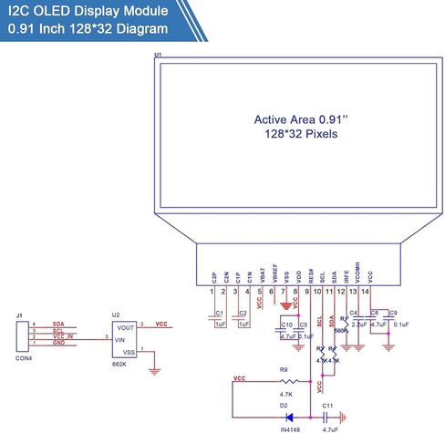 2 قطعة وحدة عرض I2C 0.91 بوصة I2C OLED وحدة عرض I2C OLED شاشة سائق 3.3 فولت - 5 فولت (الضوء الأبيض) in Kuwait