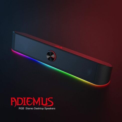 Redragon GS560 RGB Desktop Soundbar, 2.0 Channel Computer Speaker with Dynamic RGB Audio-Light Sync/Display w/Volume Knob, USB Powered w/ 3.5mm Cable, Pink in Kuwait