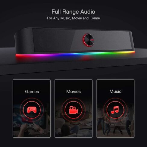 Redragon GS560 RGB Desktop Soundbar, 2.0 Channel Computer Speaker with Dynamic RGB Audio-Light Sync/Display w/Volume Knob, USB Powered w/ 3.5mm Cable, Pink in Kuwait