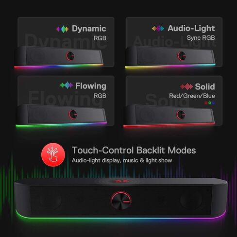 Redragon GS560 RGB Desktop Soundbar, 2.0 Channel Computer Speaker with Dynamic RGB Audio-Light Sync/Display w/Volume Knob, USB Powered w/ 3.5mm Cable, Pink in Kuwait