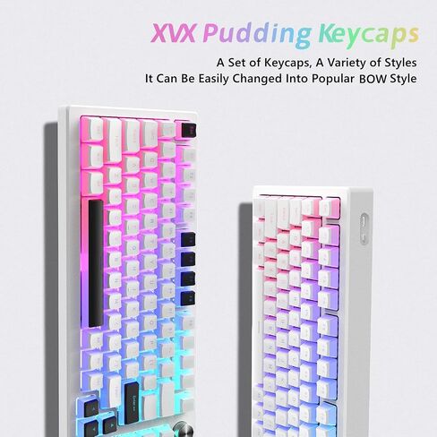 XVX Pudding Keycaps, PBT Keycaps 165 Keys Set Custom Keycap Set, Shine Through Keycaps OEM Profile, Universal Compatiability for 100%, 75%, 65%, 60% Keyboard - White in Saudi Arabia
