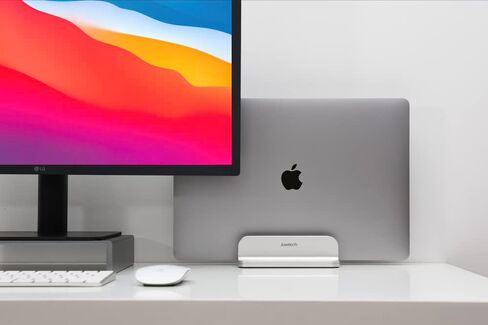 Aluminum Laptop Vertical Stand Organizer, Sturdy Laptop Computer Holder Desktop Stand Compatible with New Retina Apple MacBook Pro/Air, Mac Mini and iPad Pro - Black in Kuwait
