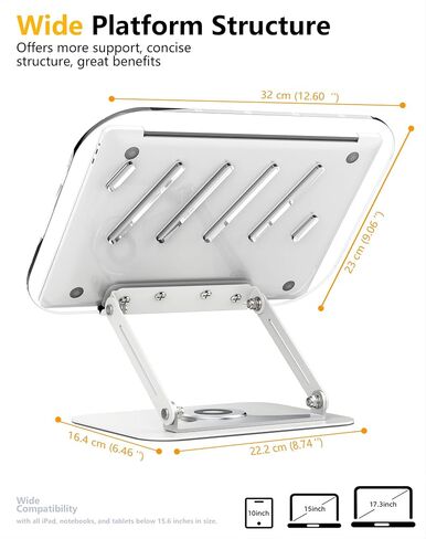 Laptop Computer Stand Adjustable Height-Tablet Holder for Desk-Foldable Riser Folding Mount for Notebook iMac MacBook Air Pro,Dell XPS, HP (10-17.3"),Aluminum-Silver in Kuwait
