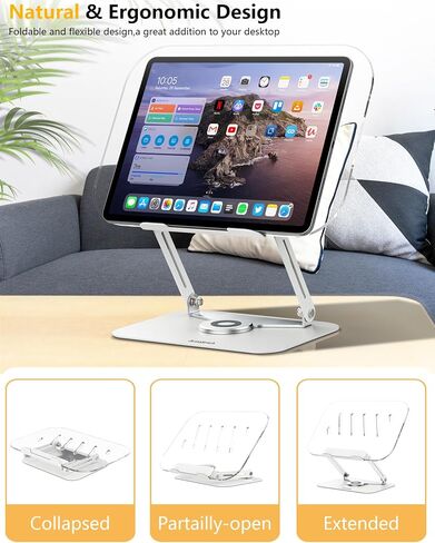 Laptop Computer Stand Adjustable Height-Tablet Holder for Desk-Foldable Riser Folding Mount for Notebook iMac MacBook Air Pro,Dell XPS, HP (10-17.3"),Aluminum-Silver in Kuwait
