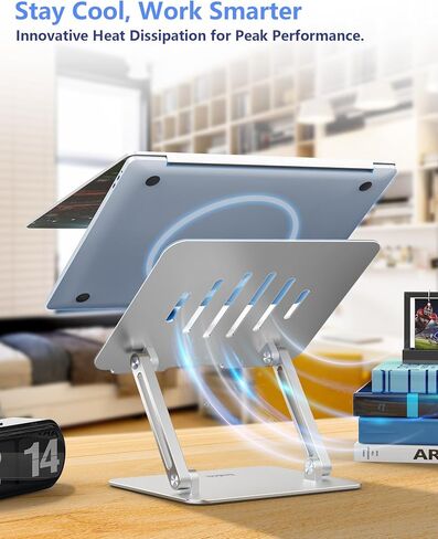 Laptop Computer Stand Adjustable Height-Tablet Holder for Desk-Foldable Riser Folding Mount for Notebook iMac MacBook Air Pro,Dell XPS, HP (10-17.3"),Aluminum-Silver in Kuwait