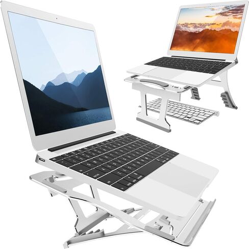 Laptop Stand, 9 Angles, 3 Folding Modes in 1. Portable Ergonomic Angled Laptop Aluminum Stand. Adjustable Height Laptop Holder with Slide-Proof Silicone for Laptop 10''~15.6'' (Rose Pink) in Saudi Arabia