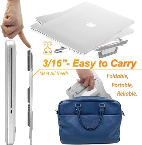 Laptop Stand, 9 Angles, 3 Folding Modes in 1. Portable Ergonomic Angled Laptop Aluminum Stand. Adjustable Height Laptop Holder with Slide-Proof Silicone for Laptop 10''~15.6'' (Rose Pink) in Saudi Arabia