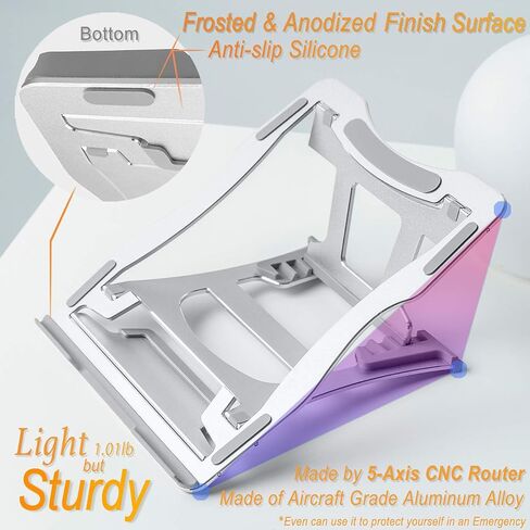 Laptop Stand, 9 Angles, 3 Folding Modes in 1. Portable Ergonomic Angled Laptop Aluminum Stand. Adjustable Height Laptop Holder with Slide-Proof Silicone for Laptop 10''~15.6'' (Rose Pink) in Saudi Arabia