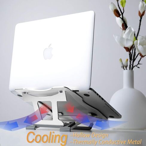 Laptop Stand, 9 Angles, 3 Folding Modes in 1. Portable Ergonomic Angled Laptop Aluminum Stand. Adjustable Height Laptop Holder with Slide-Proof Silicone for Laptop 10''~15.6'' (Rose Pink) in Saudi Arabia