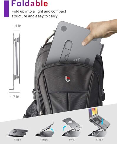 حامل MacBook قابل للتعديل للمكتب، حامل كمبيوتر محمول مريح من الألومنيوم مع فتحة تهوية للحرارة، متوافق مع أجهزة الكمبيوتر المحمولة مقاس 10-17 بوصة in Kuwait
