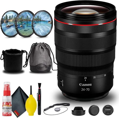 عدسة Canon RF 24-70mm f/2.8L هي عدسة USM (3680C002) + طقم مرشح + حقيبة عدسة + حافظة للغطاء + طقم تنظيف + المزيد (متجدد) in Saudi Arabia