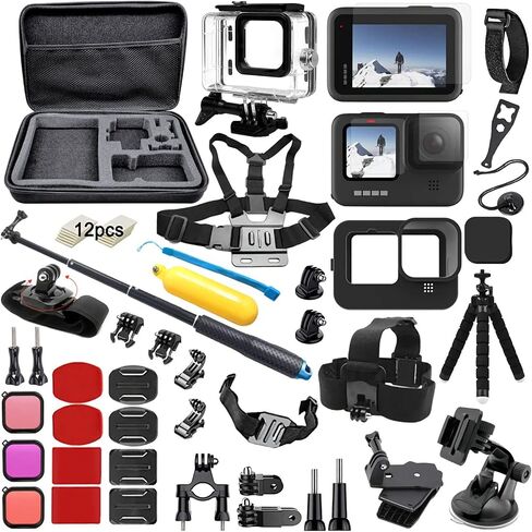 Accessories Kit for Gopro Hero 13 Black Accessory Bundle Waterproof Housing Case Filter Silicone Protector Lens Screen Tempered Glass Head Chest Strap Mount Set for Gopro13 HERO13 in Saudi Arabia