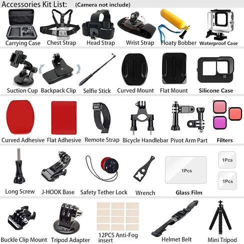 Accessories Kit for Gopro Hero 13 Black Accessory Bundle Waterproof Housing Case Filter Silicone Protector Lens Screen Tempered Glass Head Chest Strap Mount Set for Gopro13 HERO13 in Saudi Arabia