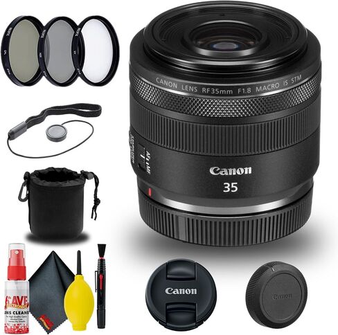 Canon RF 35mm f/1.8 is Macro STM Lens (2973C002) + Filter Kit + Lens Pouch + Cap Keeper + Cleaning Kit + More (Renewed) in Saudi Arabia