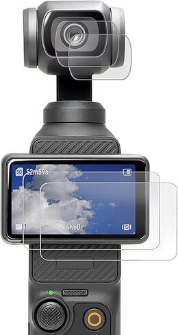 TERPINK 2+2 Pack Tempered Glass Screen Protector & Camera Protector Compatible with DJI Osmo Pocket 3 2023, 9H Tempered Glass, 2.5D Arc Edge, Ultra HD, Fingerprint Proof, Anti-Scratch in Kuwait