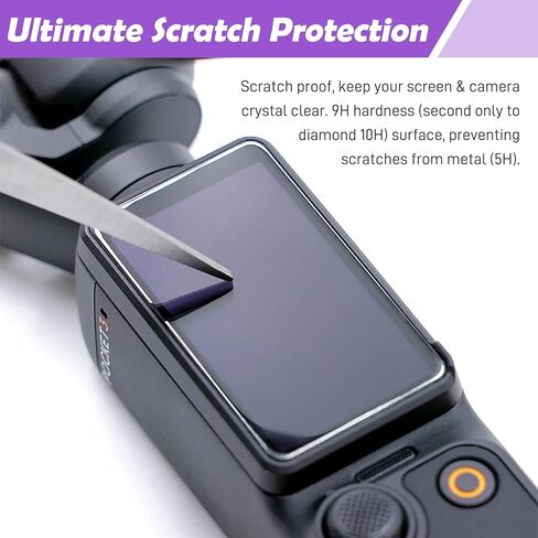 TERPINK 2+2 Pack Tempered Glass Screen Protector & Camera Protector Compatible with DJI Osmo Pocket 3 2023, 9H Tempered Glass, 2.5D Arc Edge, Ultra HD, Fingerprint Proof, Anti-Scratch in Kuwait