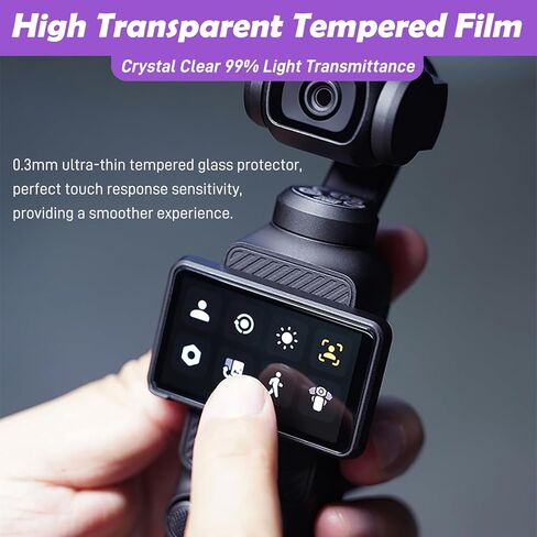 TERPINK 2+2 Pack Tempered Glass Screen Protector & Camera Protector Compatible with DJI Osmo Pocket 3 2023, 9H Tempered Glass, 2.5D Arc Edge, Ultra HD, Fingerprint Proof, Anti-Scratch in Kuwait