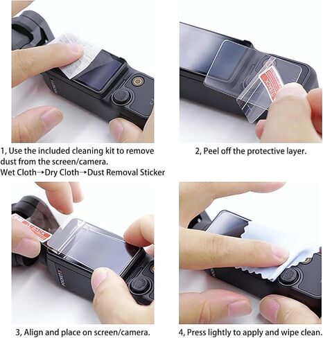 TERPINK 2+2 Pack Tempered Glass Screen Protector & Camera Protector Compatible with DJI Osmo Pocket 3 2023, 9H Tempered Glass, 2.5D Arc Edge, Ultra HD, Fingerprint Proof, Anti-Scratch in Kuwait