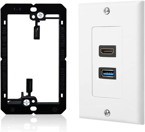 ZEXMTE HDMI وUSB 3.0 لوحة الحائط HDMI منفذ شاحن الحائط جبل مقبس لوحة الوجه غطاء لوحة، منفذ USB وHDMI للشحن عالي السرعة، لوحة الحائط الوجه إدراج لوحة كابل جبل المقبس، أبيض in Kuwait