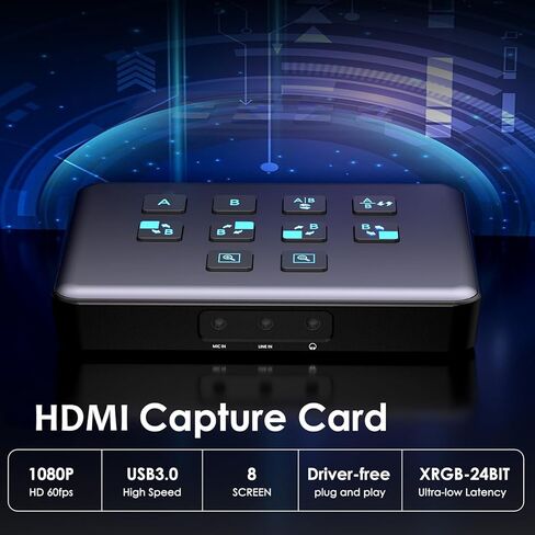 بطاقة التقاط صوت وفيديو HDMI مزدوجة 4K، USB3.0 1080P 60FPS للبث المباشر، بطاقة التقاط مع وصلة كاميرا حلقية الى نوع سي لتسجيل الفيديو والعاب الفيديو، باسثرو لاكس بوكس وبلاي ستيشن 5 وبلاي ستيشن 4 الخ in Kuwait