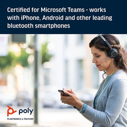 Plantronics - Voyager Focus UC مع حامل شحن (بولي) - سماعة رأس بلوتوث مزدوجة الأذن (ستيريو) مع ميكروفون بوم - متوافق مع USB-A PC/Mac - إلغاء الضوضاء النشط - يعمل مع الفرق (معتمد)، تكبير والمزيد in Saudi Arabia