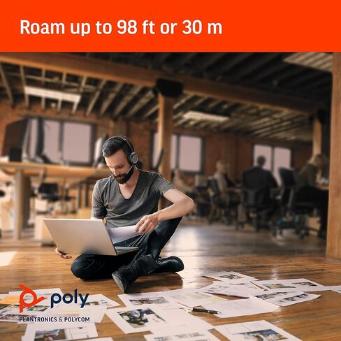 Plantronics - Voyager Focus UC مع حامل شحن (بولي) - سماعة رأس بلوتوث مزدوجة الأذن (ستيريو) مع ميكروفون بوم - متوافق مع USB-A PC/Mac - إلغاء الضوضاء النشط - يعمل مع الفرق (معتمد)، تكبير والمزيد in Saudi Arabia
