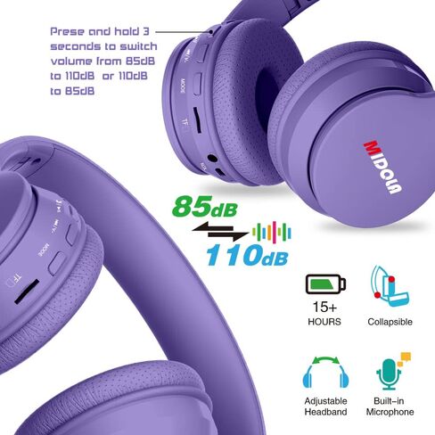 Kids Bluetooth Headphones Wireless Over-Ear,68Hrs,Volume Limit 85/94dB Blue in Kuwait