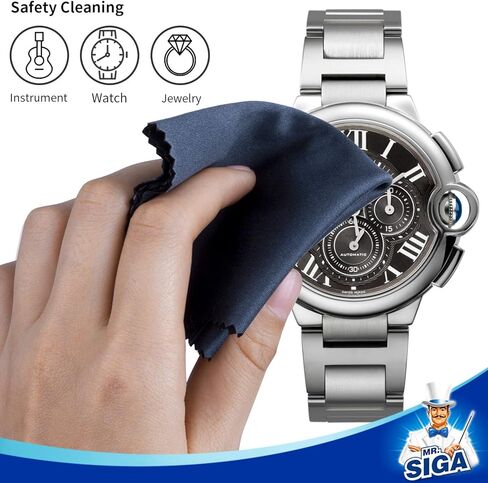 أقمشة تنظيف فاخرة من الألياف الدقيقة من MR.SIGA للعدسات والنظارات والشاشات والأجهزة اللوحية والنظارات، 12 عبوة، 6 × 7 بوصات (15 × 18 سم)، أزرق داكن/رمادي in Kuwait