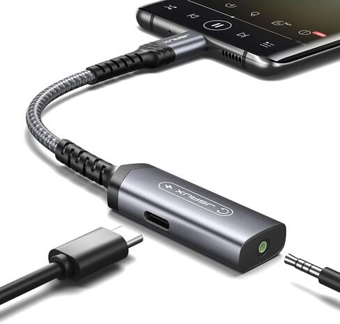 JSAUX USB C Headphone Adapter and Charger, 2-in-1 3.5mm Audio, PD 60W Fast | 2-in-1 AUX Mic Jack with PD 60W Fast Charging, for Earphones, iPhone 16 15 Pro Max, Galaxy S24 S23 S22 S21, iPad Pro in Kuwait