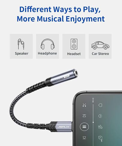 JSAUX Headphone Adapter for iPhone Lightning to 3.5mm Adapter-Red in Kuwait