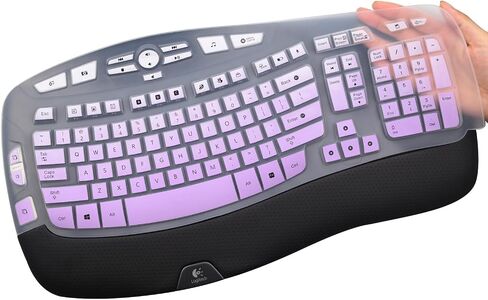 Keyboard Cover for Logitech K350 MK570 MK550 Wireless Wave Keyboard, Logitech MK570 MK550 Ergonomic Wave Keyboard, Ultra Thin Silicone Keyboard Skin, K350 K570 K550 Protective Accessories -Black in Kuwait