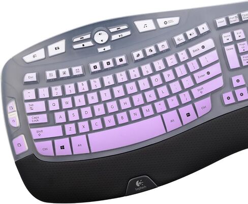 Keyboard Cover for Logitech K350 MK570 MK550 Wireless Wave Keyboard, Logitech MK570 MK550 Ergonomic Wave Keyboard, Ultra Thin Silicone Keyboard Skin, K350 K570 K550 Protective Accessories -Black in Kuwait