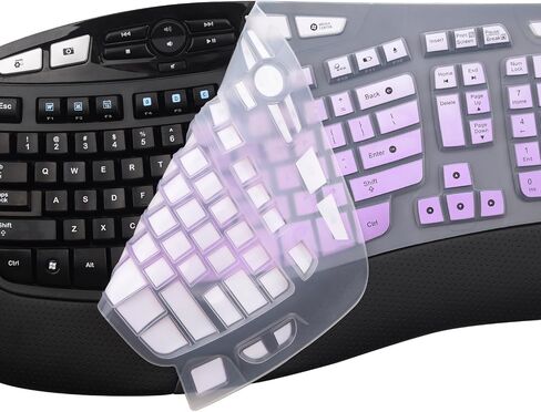 Keyboard Cover for Logitech K350 MK570 MK550 Wireless Wave Keyboard, Logitech MK570 MK550 Ergonomic Wave Keyboard, Ultra Thin Silicone Keyboard Skin, K350 K570 K550 Protective Accessories -Black in Kuwait