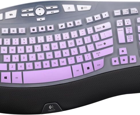 Keyboard Cover for Logitech K350 MK570 MK550 Wireless Wave Keyboard, Logitech MK570 MK550 Ergonomic Wave Keyboard, Ultra Thin Silicone Keyboard Skin, K350 K570 K550 Protective Accessories -Black in Kuwait