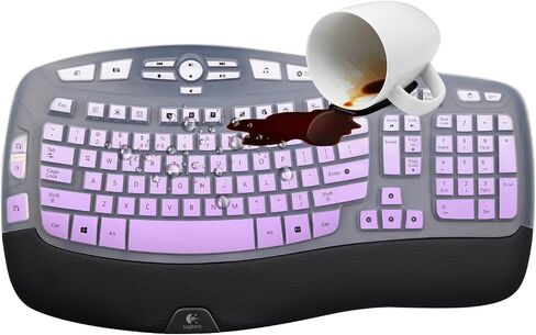 Keyboard Cover for Logitech K350 MK570 MK550 Wireless Wave Keyboard, Logitech MK570 MK550 Ergonomic Wave Keyboard, Ultra Thin Silicone Keyboard Skin, K350 K570 K550 Protective Accessories -Black in Kuwait