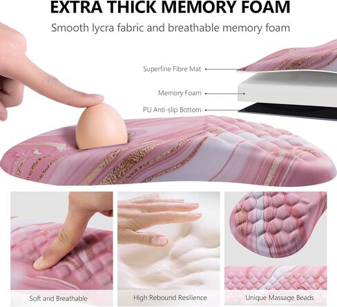 Ergonomic Mouse Pad with Wrist Support and Keyboard Wrist Rest Set | Memory Foam Wrist Cushion, Non-Slip PU Base, Massage Design, Relieves Wrist Pressure for Work, Gaming & Office Use in Kuwait