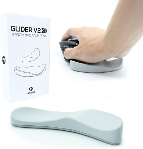Reloot Glider v2 - مسند راحة اليد المنزلق الأصلي المريح، وسادة معصم منزلقة تتحرك باستخدام الماوس، مصمم خصيصًا لمتلازمة النفق الرسغي، مسند معصم خفيف الوزن (رمادي) in Kuwait