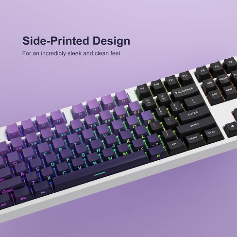 XVX PBT Keycaps - Side Print Keycaps 60 65 75 100 Percent, Double Shot Shine Through Custom Key caps, Black 136 Keys Set, OEM Profile, Minimalist Style Phantom for Cherry Gateron MX Switche Keyboard in Saudi Arabia