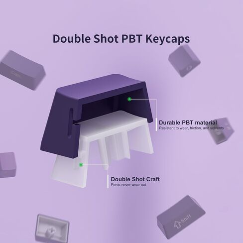 XVX PBT Keycaps - Side Print Keycaps 60 65 75 100 Percent, Double Shot Shine Through Custom Key caps, Black 136 Keys Set, OEM Profile, Minimalist Style Phantom for Cherry Gateron MX Switche Keyboard in Saudi Arabia