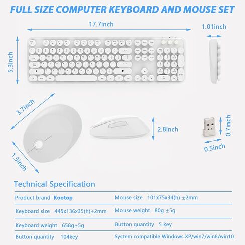 Wireless Keyboard and Mouse Cute Retro Typewriter for PC in Kuwait