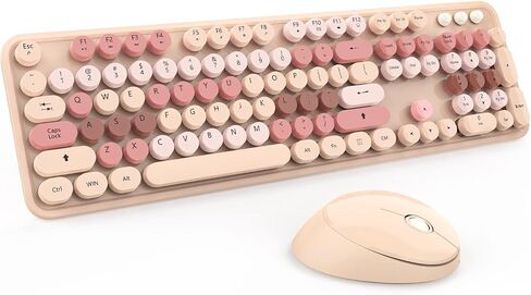 Wireless Keyboard Mouse Combo, 104 Keys Cute White Keyboard with Number Pad & Mouse for Windows, Computer, PC, Notebook, Laptop (White) in Saudi Arabia