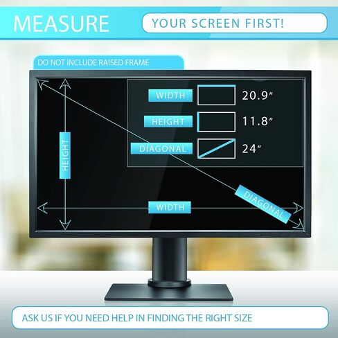 Premium Privacy Screen Filter for 19.5 Inches (Monitor Screen Measured Diagonally) Desktop Computer Monitor. Screen Protector size is 17 inch width x 9.6 inch height. Anti-Glare and Anti Blue light in Kuwait