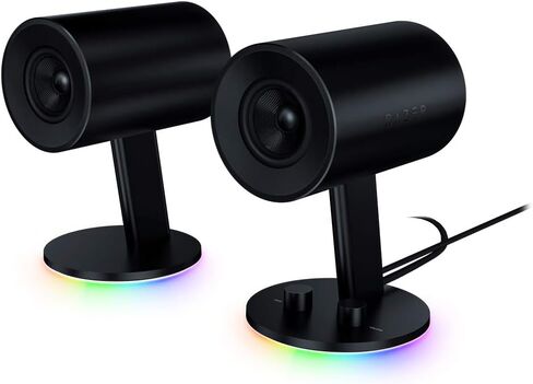 Razer Nommo Chroma: Custom Woven 3" Glass Fiber Drivers - Rear-Facing Bass Ports - Bass Knob w/Automatic Gain Control Chroma Enabled - Full Range 2.0 PC Gaming Speakers, Black in Kuwait