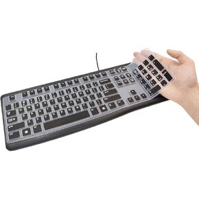 Keyboard Cover, Ultra-Thin Silicone for Logitech K120 MK120, Ultra-Thin Silicone Keyboard Cover for Logitech K120 MK120 Wireless Keyboard, Waterproof Dustproof Keyboard Skin (Black)