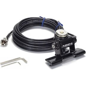 Nagoya RB-700N Premium NMO Lip Mount for Antennas - Multi-Axis Adjustable, No-Drill Installation for Trucks, SUVs, Cars - Includes 20' RG-58A/U Cable & PL-259 Connector, with Protective Rain Cap in Kuwait